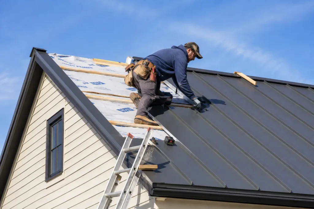 Metal roofing Ada OK installation on residential home
